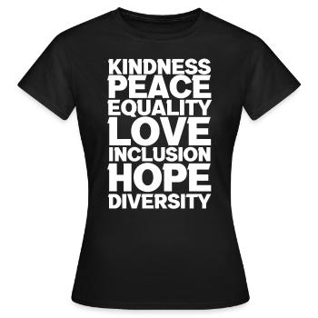 Unterstützen Frieden Liebe Inklusion - Frauen T-Shirt - Schwarz - Vorne - AI Model Female 172 dark (172cm)
