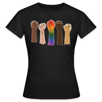 Raised fist, black power unit, - Women's T-Shirt - black - Front - AI Model Female 172 dark (172cm)