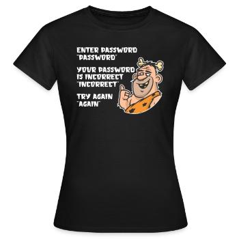 Funny Caveman Passwort Entry UX UI - Frauen T-Shirt - Schwarz - Vorne - AI Model Female 172 dark (172cm)
