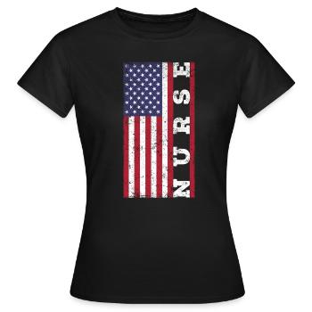Infirmière patriotique, - T-shirt Femme - noir - Devant - AI Model Female 172 dark (172cm)