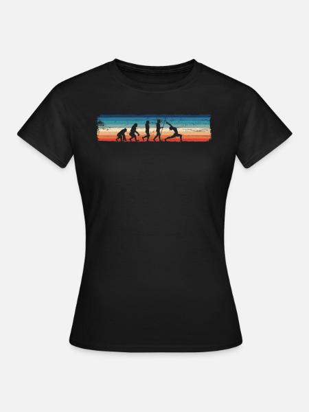 Retro Yoga Evolution - Lustiger Yoga - Frauen T-Shirt - Schwarz