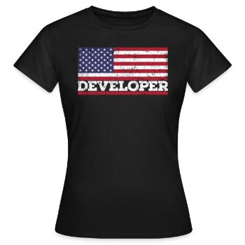 USA Flag Developer America Developer - T-shirt Femme - noir - Devant - AI Model Female 172 dark (172cm)