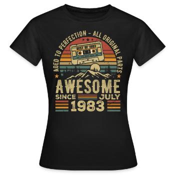 1983 Juli | Jahrgang Juli 1983 | Juli 1983 - Frauen T-Shirt - Schwarz - Vorne - AI Model Female 172 dark (172cm)