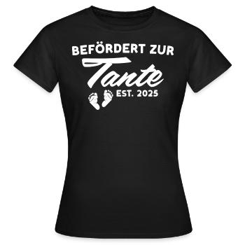 Tante 2025 Schwangerschaft verkünden - Frauen T-Shirt - Schwarz - Vorne - AI Model Female 172 dark (172cm)