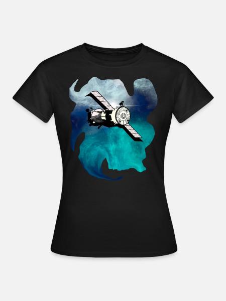 Weltraum Satellit - Frauen T-Shirt - Schwarz