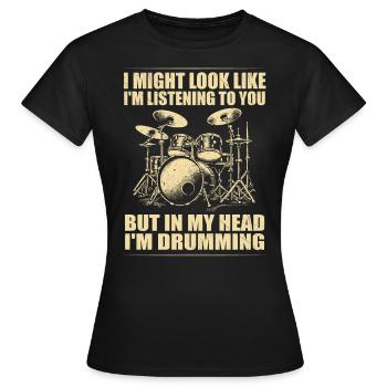 Batteur Drummer Drums Drumsticks Drumming - T-shirt Femme - noir - Devant - AI Model Female 172 dark (172cm)