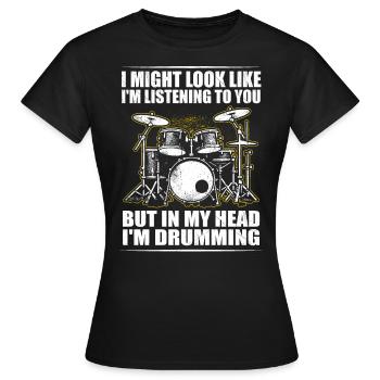 Batteur Drummer Drums Drumsticks Drumming - T-shirt Femme - noir - Devant - AI Model Female 172 dark (172cm)