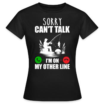 Tut mir leid, ich kann nicht sprechen, ich bin in meiner anderen Leitung - Frauen T-Shirt - Schwarz - Vorne - AI Model Female 172 dark (172cm)