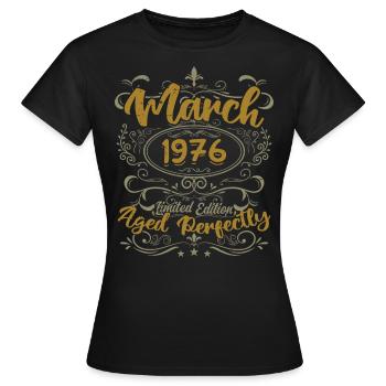 März 1976 Geburtstagsfeier Geschenk | März 1976 - Frauen T-Shirt - Schwarz - Vorne - AI Model Female 172 dark (172cm)