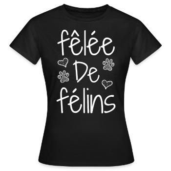 GEKNACKT MIT KATZEN! (chat) - Wortspiele - François - Frauen T-Shirt - Schwarz - Vorne - AI Model Female 172 dark (172cm)
