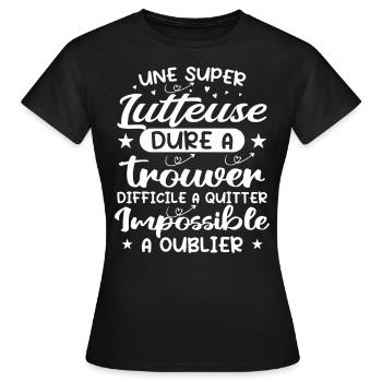 Une Super Lutteuse - Cadeau lutteuse - T-shirt Femme - noir - Devant - AI Model Female 172 dark (172cm)