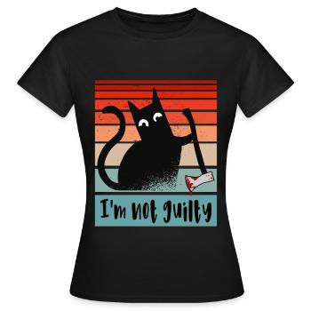 Je suis innocent, chat à la hache ensanglantée - T-shirt Femme - noir - Devant - AI Model Female 172 dark (172cm)