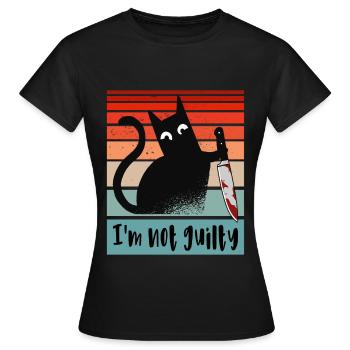 Je suis innocent, chat avec couteau ensanglanté - T-shirt Femme - noir - Devant - AI Model Female 172 dark (172cm)