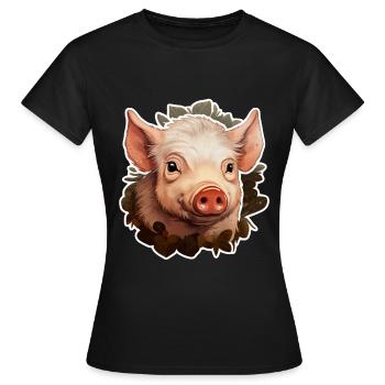süßes Ferkel - Frauen T-Shirt - Schwarz - Vorne - AI Model Female 172 dark (172cm)