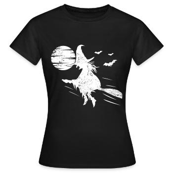 Sorcière avec la pleine lune baignée de la sorcière - T-shirt Femme - noir - Devant - AI Model Female 172 dark (172cm)
