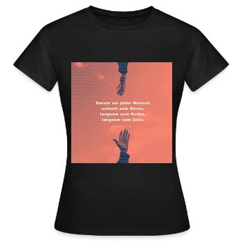 Schnell zum Hören und Langsam zum Zorn - Frauen T-Shirt - Schwarz - Vorne - AI Model Female 172 dark (172cm)