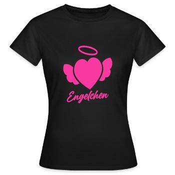 Engelchen mit Herz und Heiligenschein - Frauen T-Shirt - Schwarz - Vorne - AI Model Female 172 dark (172cm)
