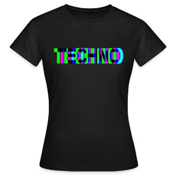 TECHNO DJ Raver EDM Rave Party Geschenk - Frauen T-Shirt - Schwarz - Vorne - AI Model Female 172 dark (172cm)