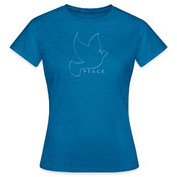 Frieden - Frauen T-Shirt - Antikblaues Saphir meliert - Vorne - AI Model Female 172 dark (172cm)