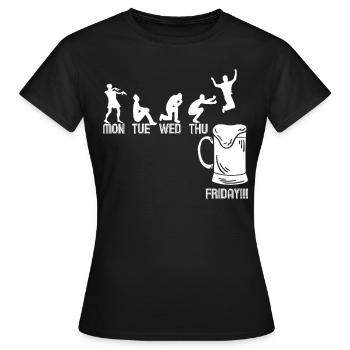 Motif de la bière avec les jours de la semaine - cadeau - T-shirt Femme - noir - Devant - AI Model Female 172 dark (172cm)