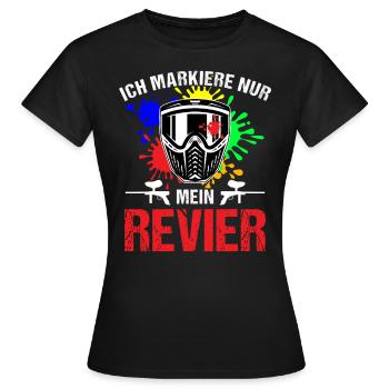 Ich markiere mein Revier / Paintball Spieler Farbe - Frauen T-Shirt - Schwarz - Vorne - AI Model Female 172 dark (172cm)