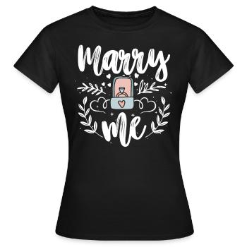 Marry me Demande en mariage Fiançailles - T-shirt Femme - noir - Devant - AI Model Female 172 dark (172cm)