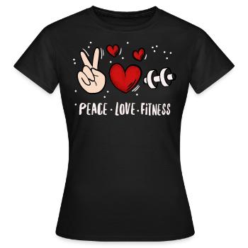 Peace Love Fitness - Women's T-Shirt - black - Front - AI Model Female 172 dark (172cm)