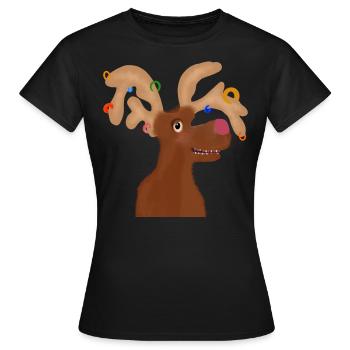 Rudolph the Reindeer Piercing - Women's T-Shirt - black - Front - AI Model Female 172 dark (172cm)