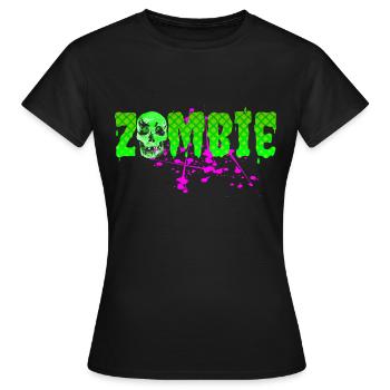 Zombie Schriftzug mit Schädel - Frauen T-Shirt - Schwarz - Vorne - AI Model Female 172 dark (172cm)