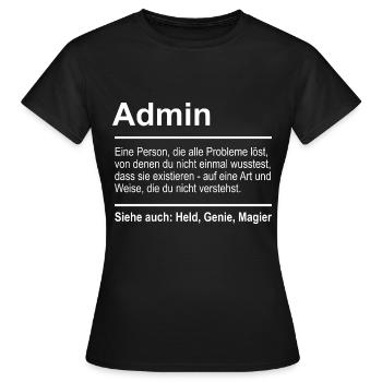 Admin - T-shirt Femme - noir - Devant - AI Model Female 172 dark (172cm)