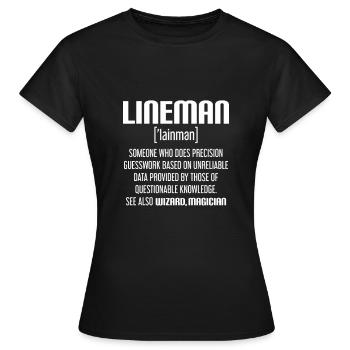 lineman, lineman barn, football offensive lineman, - T-shirt Femme - noir - Devant - AI Model Female 172 dark (172cm)