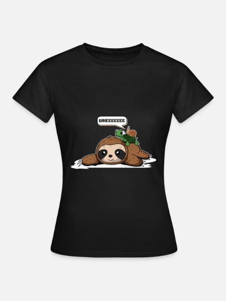 Schnecke und Schildkröte reiten auf Faultier. - Frauen T-Shirt - Schwarz