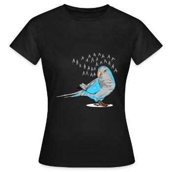 Schreiender Blauer Quäker-Papagei - Frauen T-Shirt - Schwarz - Vorne - AI Model Female 172 dark (172cm)