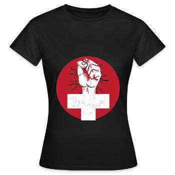 Féministe au poing levé - T-shirt Femme - noir - Devant - AI Model Female 172 dark (172cm)