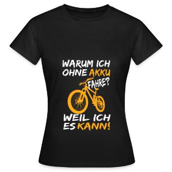 Mountainbike Anti E-Bike Ohne Akku Retro Vintage - Frauen T-Shirt - Schwarz - Vorne - AI Model Female 172 dark (172cm)