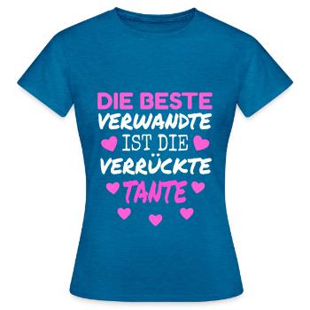 Die beste Verwandte ist verrückte Tante Geschenk - Frauen T-Shirt - Antikblaues Saphir meliert - Vorne - AI Model Female 172 dark (172cm)