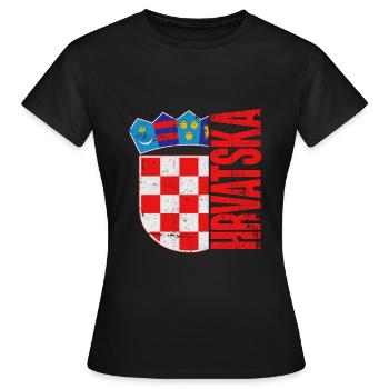 Kroatien Fußball Trikot Flagge Hrvatska Vatreni - Frauen T-Shirt - Schwarz - Vorne - AI Model Female 172 dark (172cm)