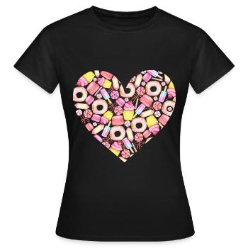 Cadeau d'amour rempli de bonbons colorés - T-shirt Femme - noir - Devant - AI Model Female 172 dark (172cm)