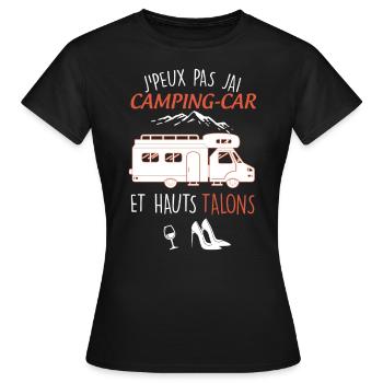 Camping-car, hauts talons - T-shirt Femme - noir - Devant - AI Model Female 172 dark (172cm)