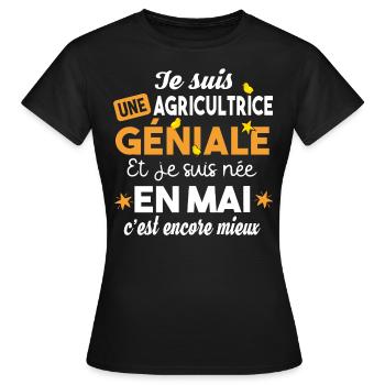 Agricultrice femme. Poussin poulailler ferme - T-shirt Femme - noir - Devant - AI Model Female 172 dark (172cm)
