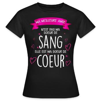 Soeur de coeur. Idée cadeau meilleure Amie - T-shirt Femme - noir - Devant - AI Model Female 172 dark (172cm)