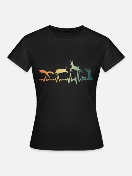 Herzschlag Jäger Jagd Puls - Frauen T-Shirt - Schwarz