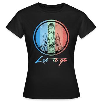 Bouddha laisse tomber - T-shirt Femme - noir - Devant - AI Model Female 172 dark (172cm)