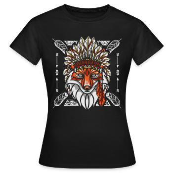 Fox chaman indien - T-shirt Femme - noir - Devant - AI Model Female 172 dark (172cm)