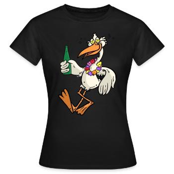 Cigogne ivre - T-shirt Femme - noir - Devant - AI Model Female 172 dark (172cm)