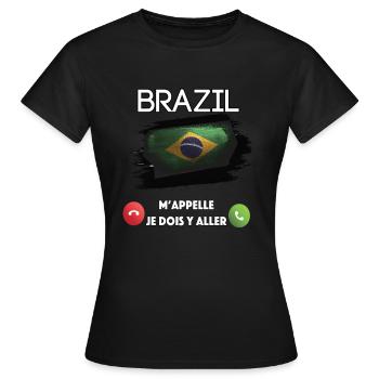 brésil - T-shirt Femme - noir - Devant - AI Model Female 172 dark (172cm)