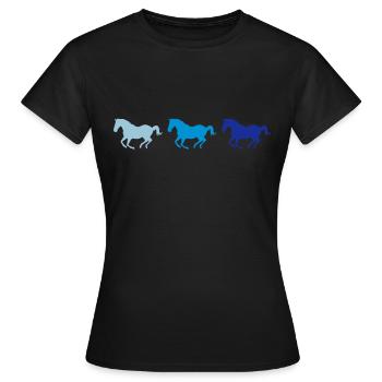Trois chevaux au galop - T-shirt Femme - noir - Devant - AI Model Female 172 dark (172cm)