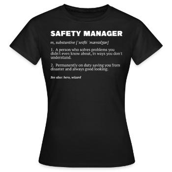 Safety Manager Sicherheitsbeauftragter - Frauen T-Shirt - Schwarz - Vorne - AI Model Female 172 dark (172cm)