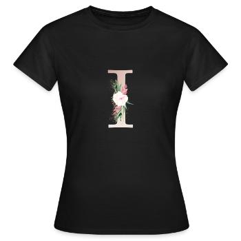 Personalisierbar Monogramm I Floral - Frauen T-Shirt - Schwarz - Vorne - AI Model Female 172 dark (172cm)