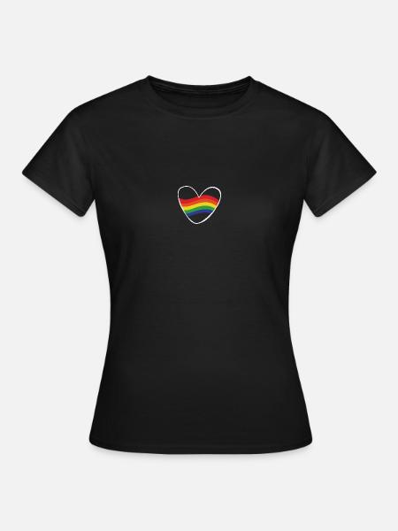 Coeur arc-en-ciel | Idée de cadeau | LGBT - T-shirt Femme - noir